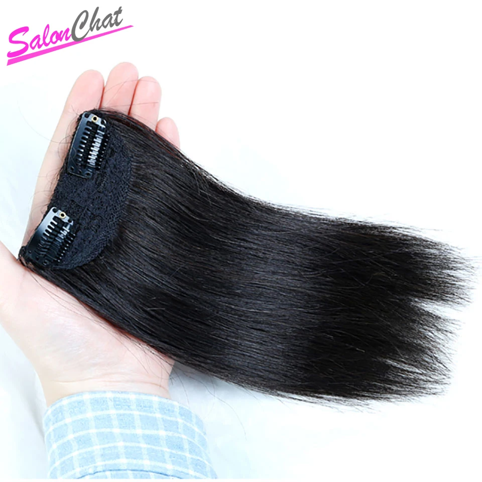 SalonChat, 8 дюймов, 12 дюймов, 16 дюймов, Remy, на заколках, 1 штука, 2 клипсы, человеческие волосы для наращивания, 50 г, на заколках, волосы на заколках, натуральный цвет, коричневый цвет
