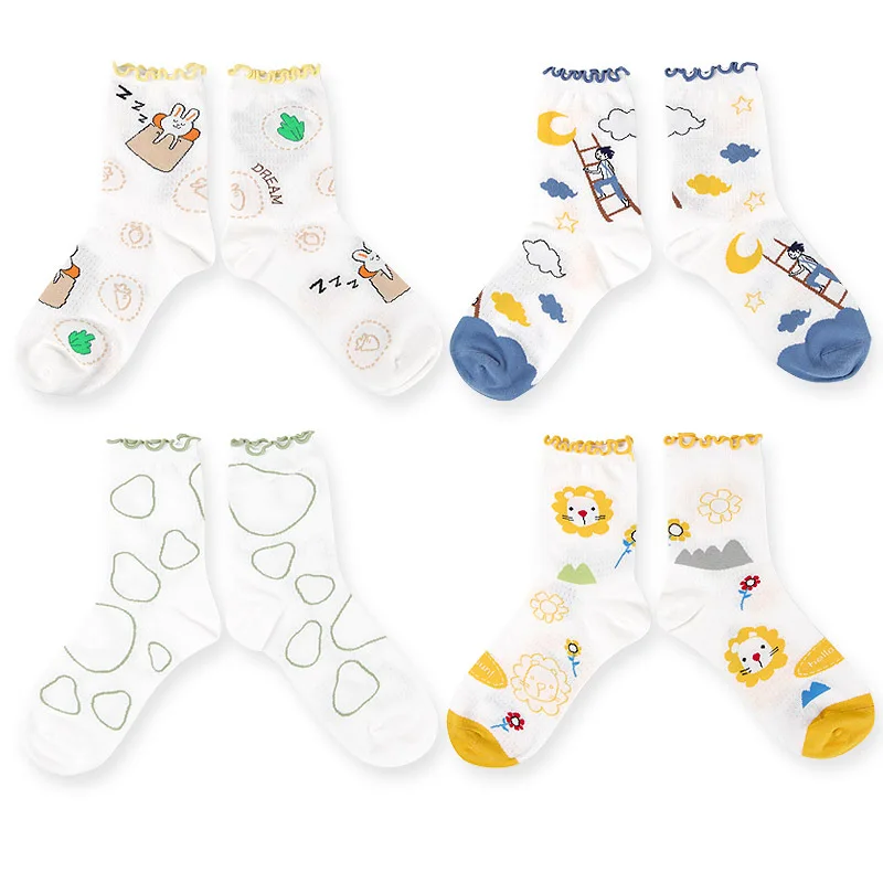 

Women Summer Socks Fashion Thin Socks Japanese Mesh BreathableTube Socks Wood Ear Loose Socks Ins Tide Tube Cotton Socks