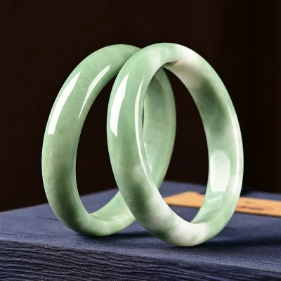 

Natural Burmese Jadeite Light Green 54-64mm Bracelet Elegant Princess Jewelry Best Gift for Mother and Girlfriend