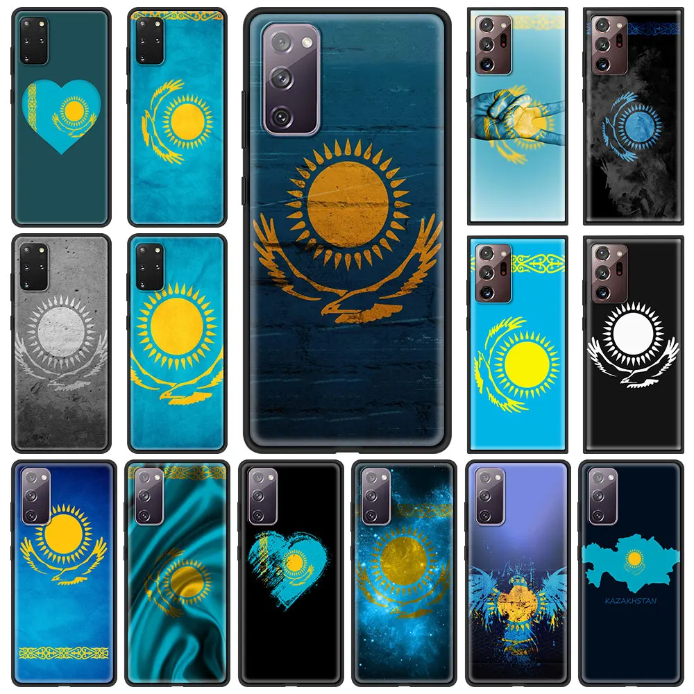 

KazAKhstan Flag Black Soft Cover for Samsung Galaxy S21 S20 FE Note 20 Ultra S10 Lite S9 Plus S8 S10e TPU Phone Case Shell