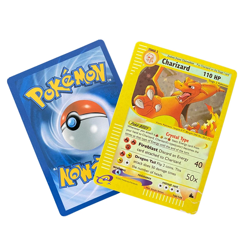 Charizard Pikachu 1Pcs Pokemon Flash Cards 1996 Years English Collection Gif Kids Toys |