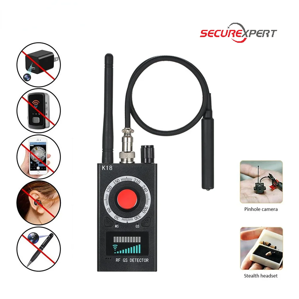 

K88/18Multi-function AI Anti Candid Camera Detector LED display Hunter's Signal GPS Bug Mini Signal Lens Detect Wireless Gadgets