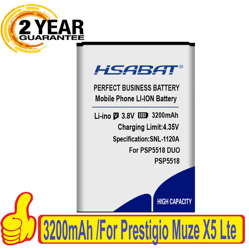 Аккумулятор HSABAT 3200 мАч для Prestigio Muze X5 Lte PSP 5518 DUO 100% оригинал | Мобильные телефоны и