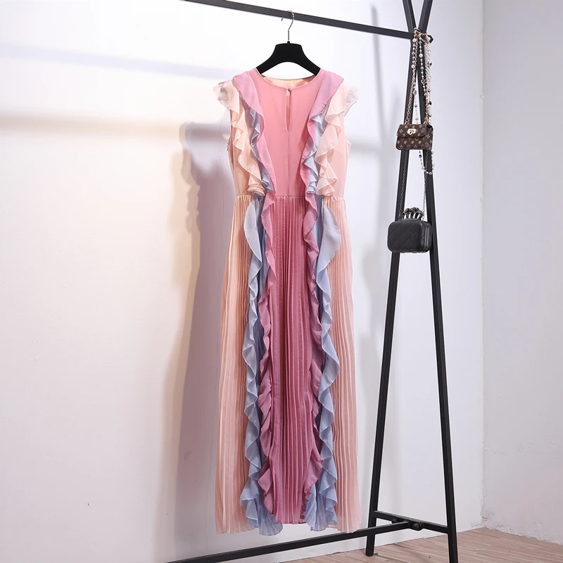 Новинка 2019 летнее дизайнерское Плиссированное длинное платье для подиума
