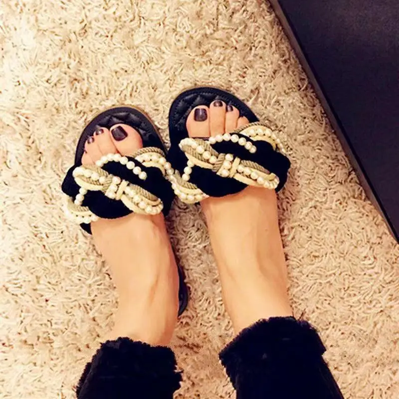 Вьетнамки жемчужные тапочки с прямым валиковым швом домашняя женская летняя