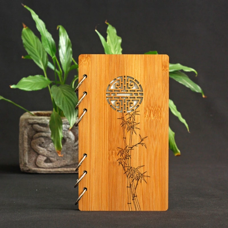 

Wooden Loose Leaf Blank Refillable Handmade Ledger Diary Chinese Garden Style Leaf-loose Notebook for Students Adults