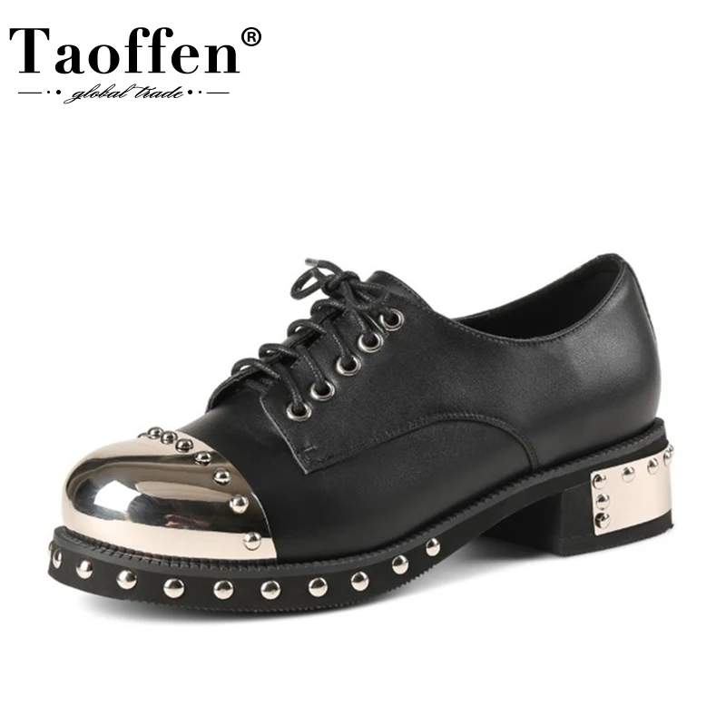 Женские туфли с заклепками Taoffen повседневные размеров 34 43 из натуральной кожи в