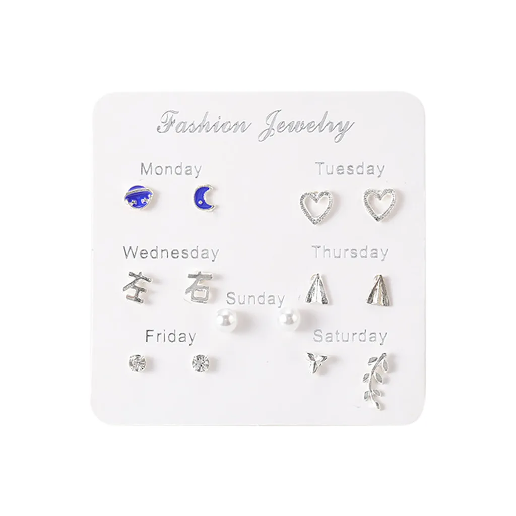 7 пар простой набор серьги темперамент модные корейский кленовый лист Примечание