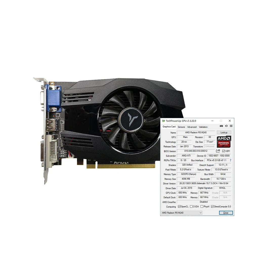 Видеокарта Yeston R5 240 4GD3 VA видеокарта DirectX 11 4 ГБ/64 бит 1333 МГц графический процессор с