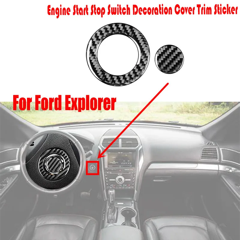 

LHD для Ford Explorer 2013-2019, внутренние детали из настоящего углеродного волокна для автомобиля, переключатель включения и остановки двигателя, дек...