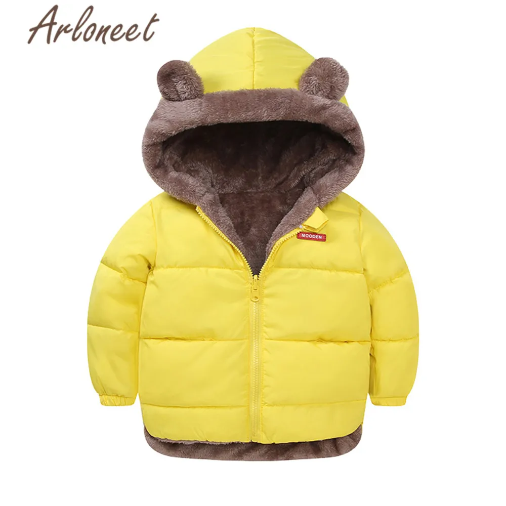 YE ARLONEET/пальто; пальто с капюшоном для маленьких девочек; зимнее плотное пальто для мальчиков; куртка на молнии; Верхняя одежда; детская парка; хлопковая ветрозащитная верхняя одежда - Цвет: YE