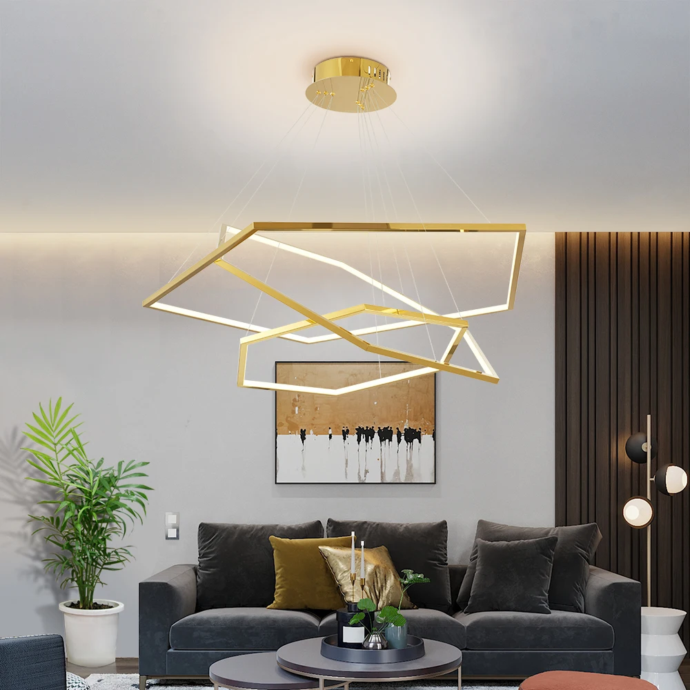 

Nordic Chandelier LED Pendant Light Indoor Decoration Stair Loft Chandeliers Polygon lighting fixtures for home Living Room Hall