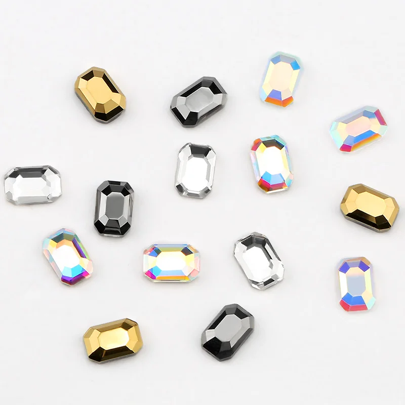 20 pcs Nail Art Rhinestones Flat Back Rectangle Shape Glass Crystal stone For 3D Nail Design Art Rhinestones Decorations