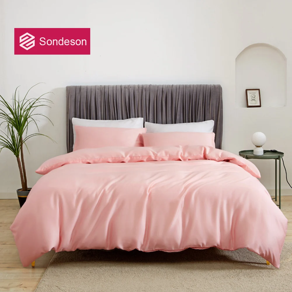 Sondeson роскошный женский комплект постельного белья 100% шелк розовый Королева кинг