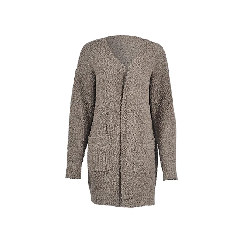 khaki Fitshinling 7 цветов зимний длинный женский кардиган Boho Карманы Женская трикотажная куртка свитера длинный рукав тонкий кардиган для женщин - Цвет: khaki