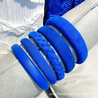 blue suede leather hairbands for women headband korea hair accessories hair band flower crown headbands head wrap