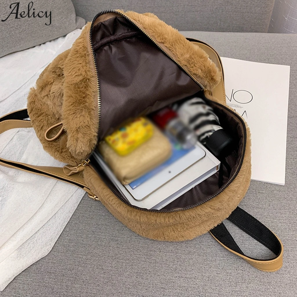 Женская плюшевая сумка Aelicy модная однотонная на плечо с заячьими ушками