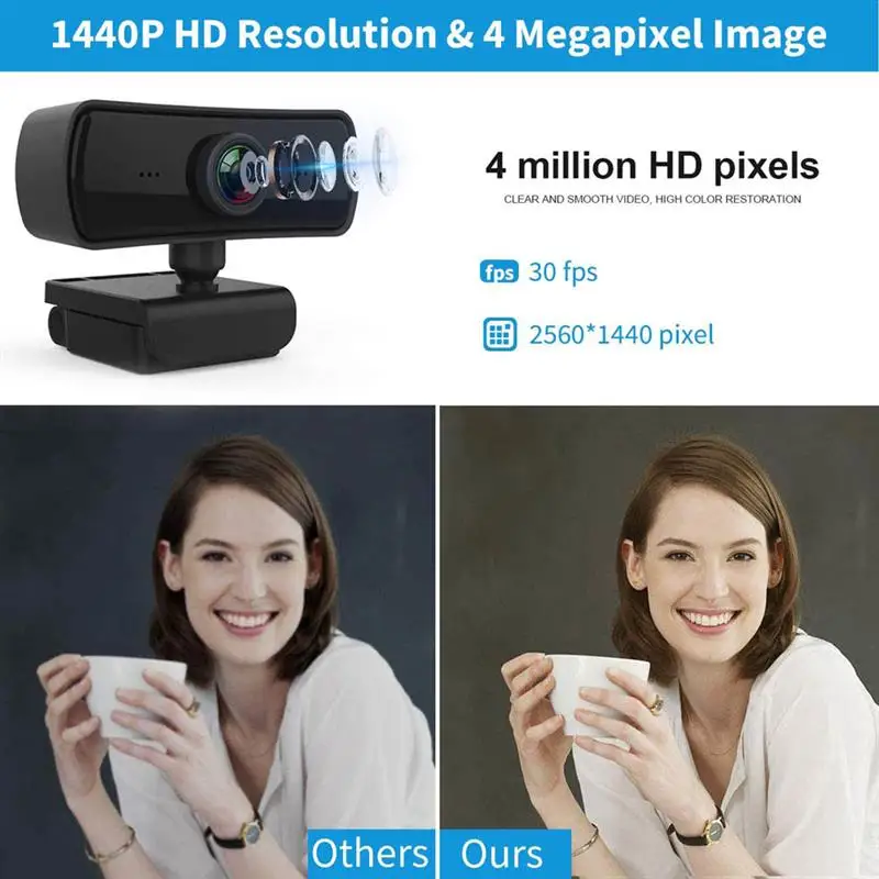 

Q18 QHD 2K USB Webcam Auto-focus 30FPS Streaming Computer Webcam with Microphone for Youtube/Online Teaching/Conferencing