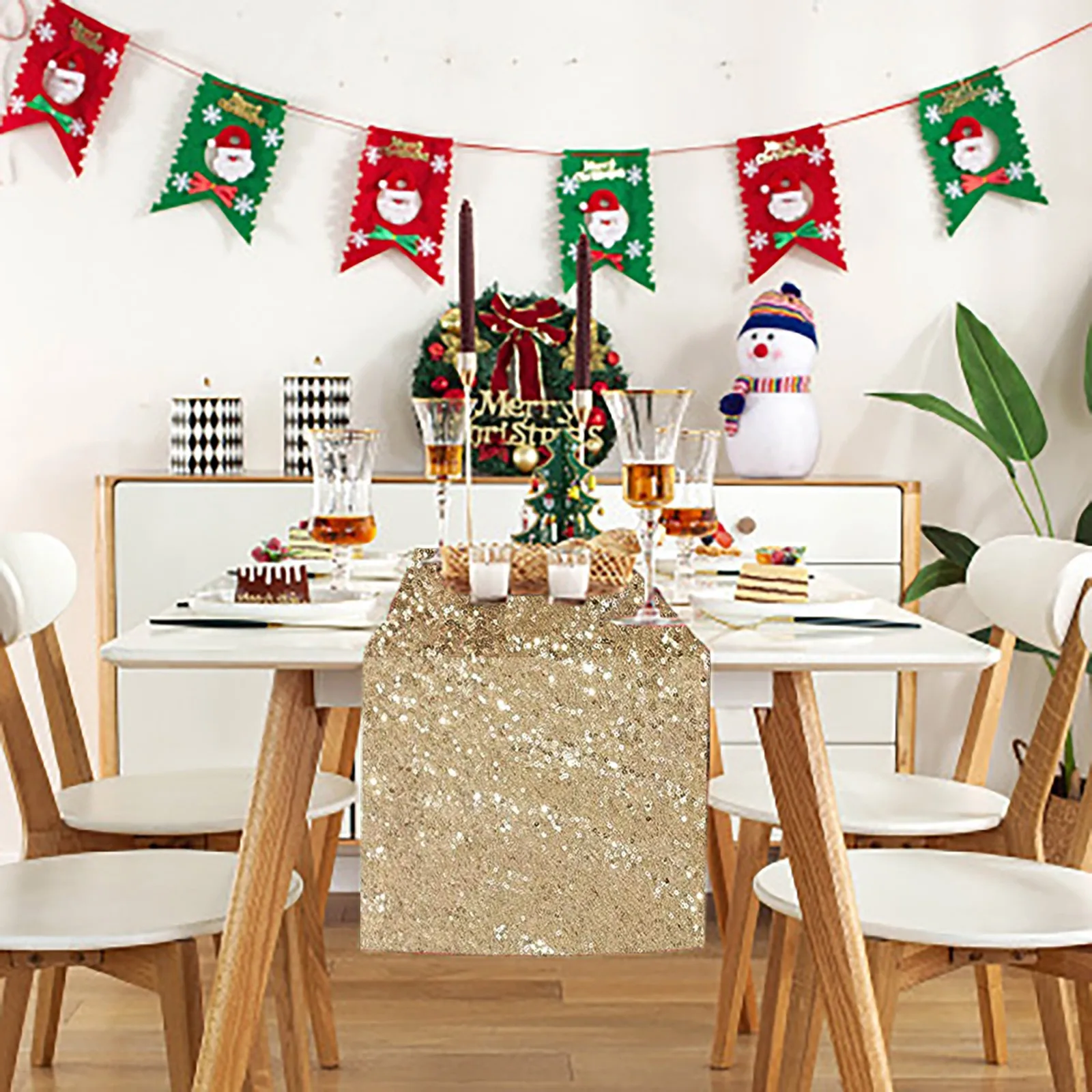 Модная блестящая скатерть из розового золота с блестками длинная для свадебной