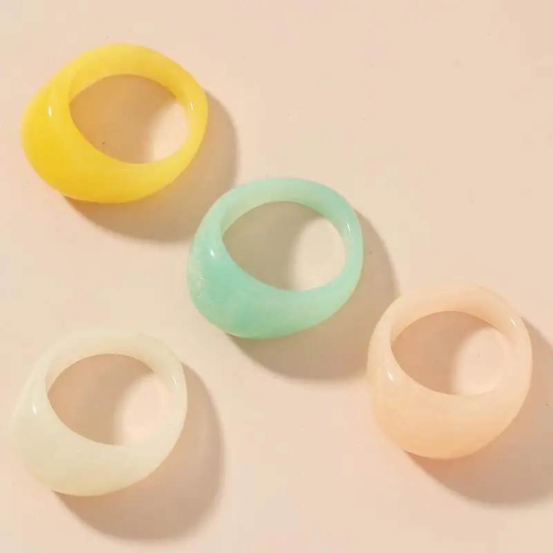 

LUOYIYANG Jewelry Rings for Women Ins Style Geometric Color Transparent Resin Fashion Ring Women's