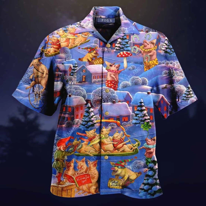 

2021 New Arrival Men's Shirt Button Shirt Summer Flower Casual Short Sleeves Tops Oversize Big size