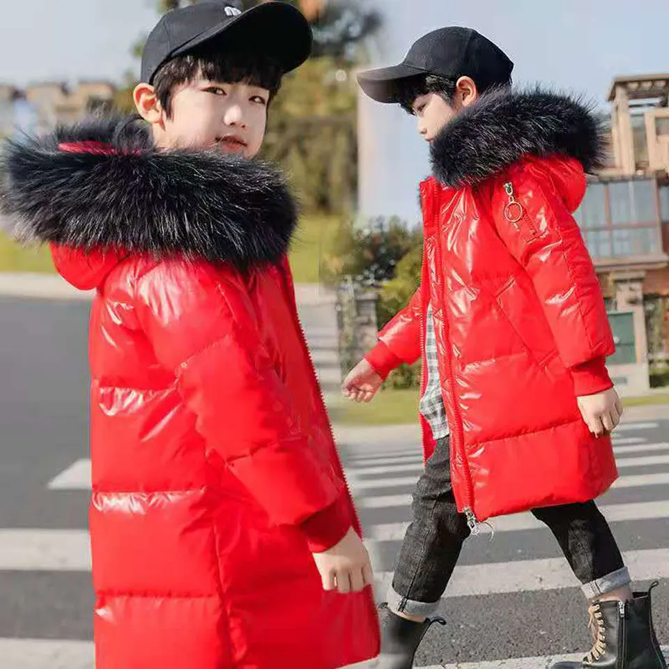 Купи New Boys Coats Winter Kids Down Jacket Parka Hooded Collar For 6 8 10 12 14 Year Mid Big Children Girl Boy Outerwear Clothing за 2,272 рублей в магазине AliExpress