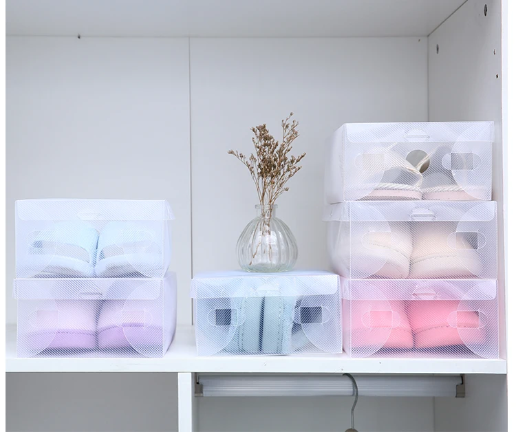 Прозрачный пластиковый ящик для обуви пылезащитный влагостойкий Простой