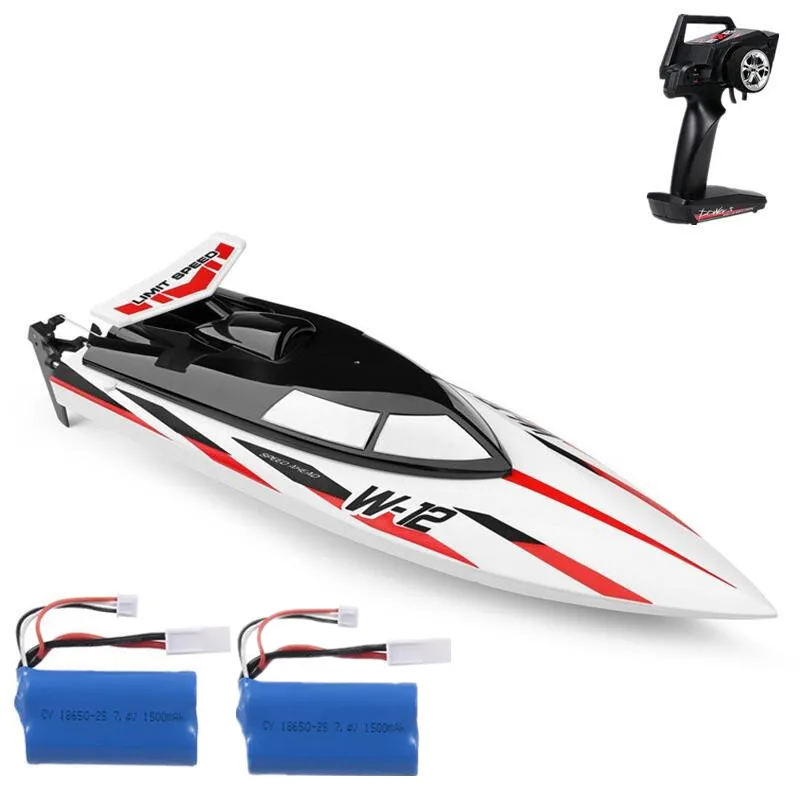 Boat with 2 battery Большая Электрическая Модель Катера 2,4 г 4CH 46 см Радиоуправление 40 км/ч высокоскоростная гоночная лодка с функцией флип игрушечная лодка - Цвет: Boat with 2 battery