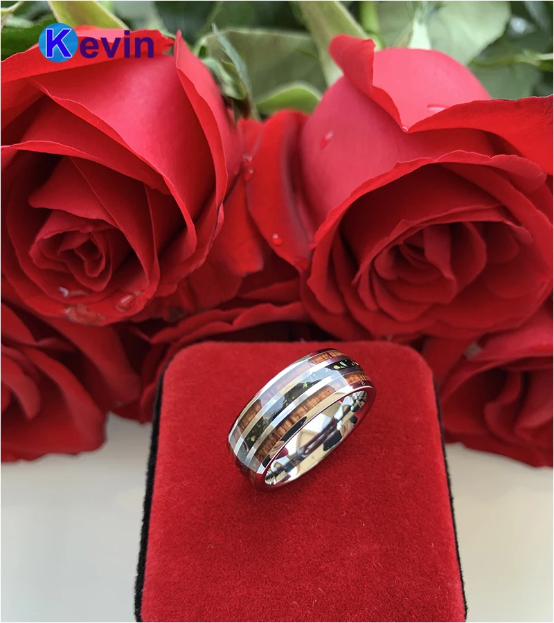 8 мм опал кольцо Вольфрам Карбидное Свадебные заниматься Для мужчин t для женщин с