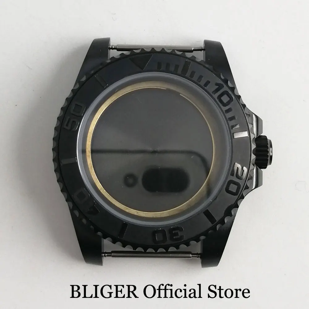

Fit NH35/NH36 Automatic Movement Black PVD Coated Watch Case Without Cyclops with Ceramic Bezel Sapphire Glass