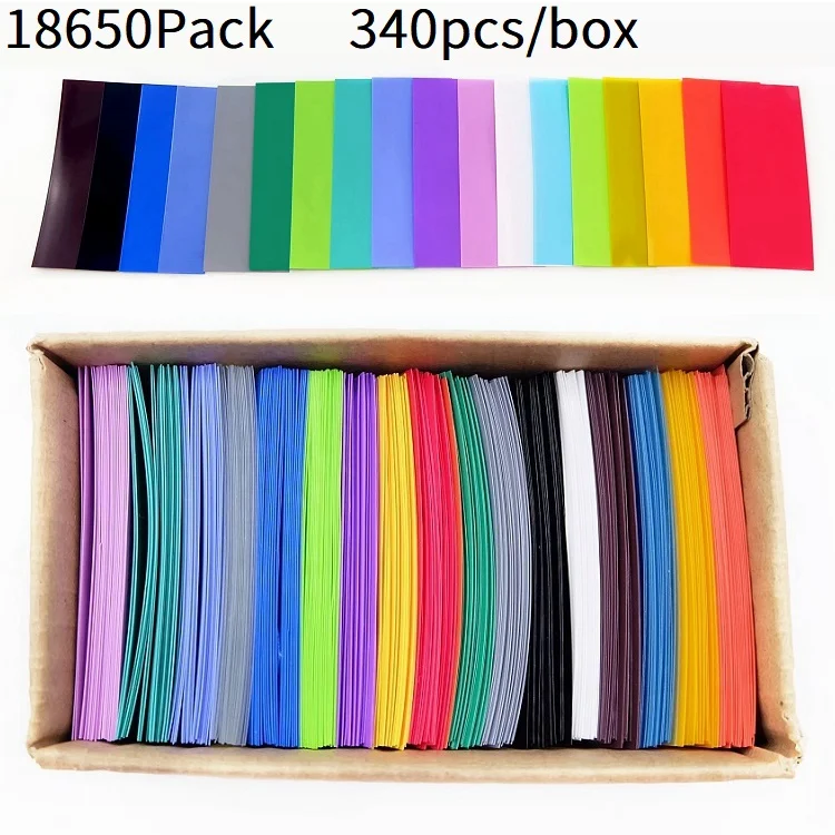 340 шт. ПВХ термоусадочные трубки для аккумуляторов 18650 предварительно вырезанные