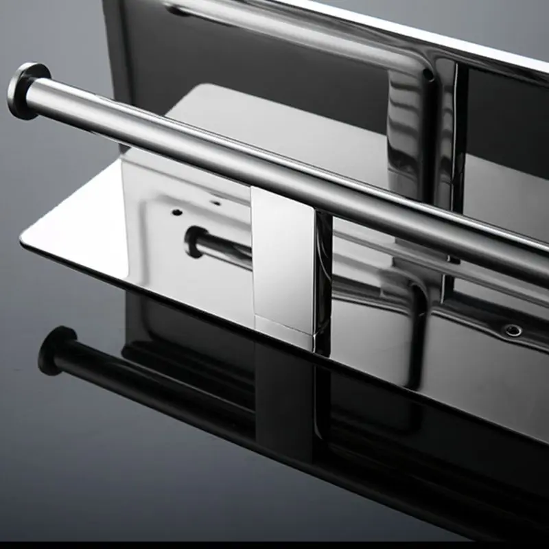 

Double Toilet Paper Holder Bathroom Tissue Roll Holder with Shelf