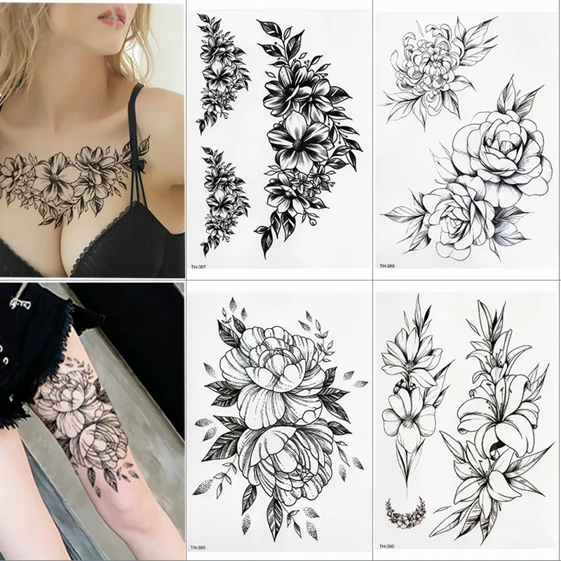 Водостойкая временная татуировка-наклейка 1 шт. сексуальные татуировки с цветами