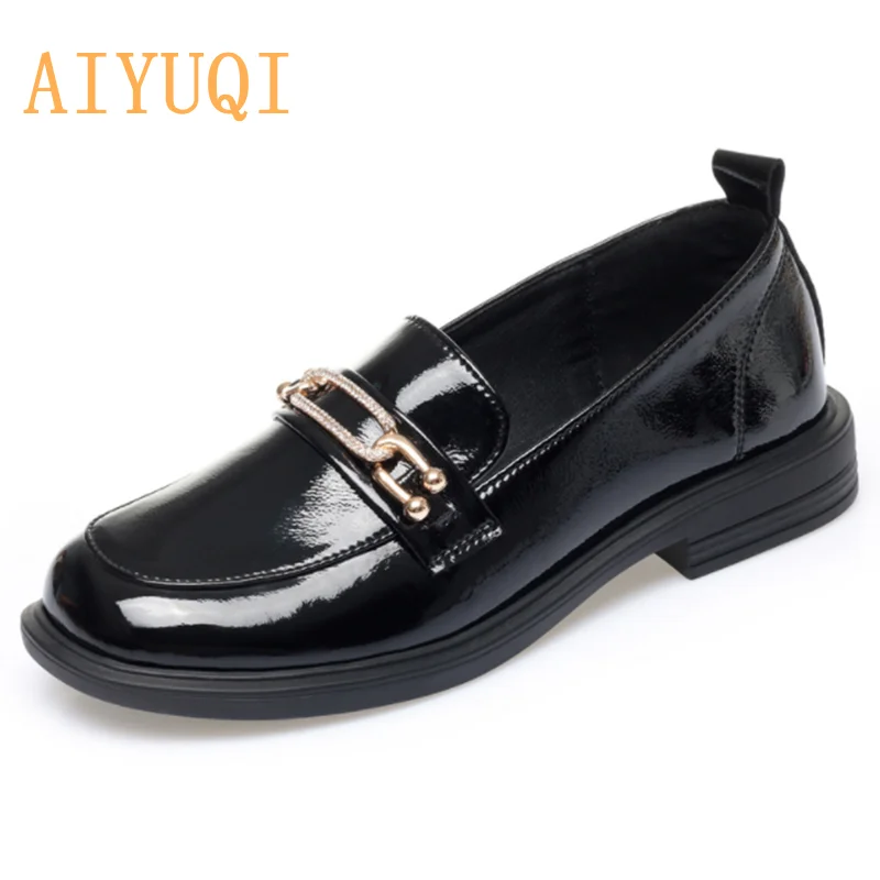 

AIYUQI Loafer Shoes Women Genuine Leather 2022 Spring New Large Size Ladies Single Shoes Casual Shiny Women Shoes