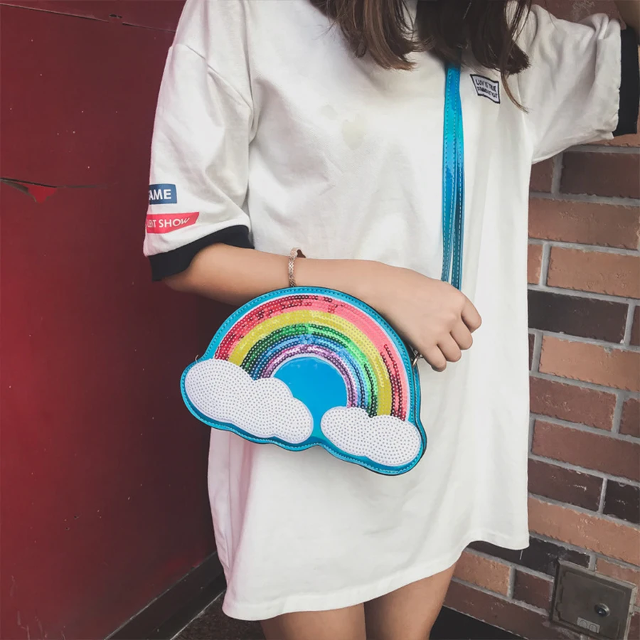 Милые женские сумки Кроссбоди с блестками и лазером радуги Модные Сумки из