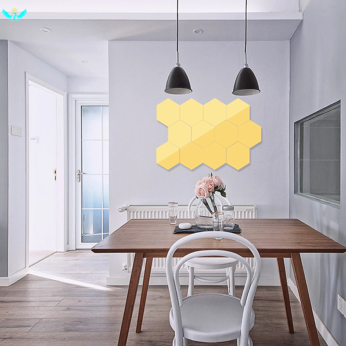 

12Pcs Geometric Hexagon 3D Art Mirror Wall Sticker Decal Home DIY Decor HTML