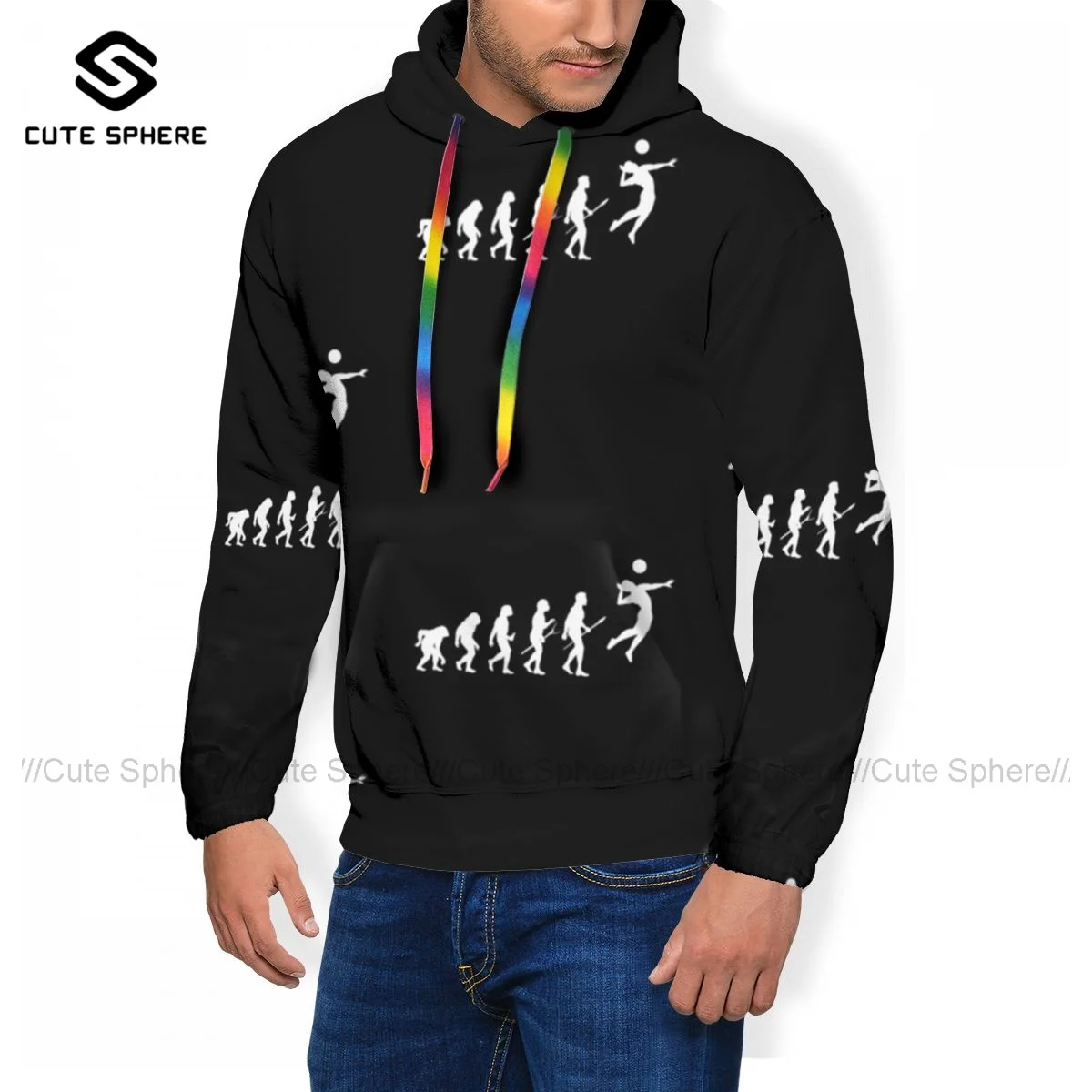 

Мужская толстовка с капюшоном Evolution Of Man, зимняя стильная уличная толстовка из полиэстера, длинный пуловер, Мужская толстовка большого разме...