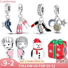 100% Настоящее серебро 925 пробы подвесной Медведь Олень девочка Мальчик Шарм Бусины Подходит оригинальный Пандора браслеты DIY ювелирные изделия для женщин подарок