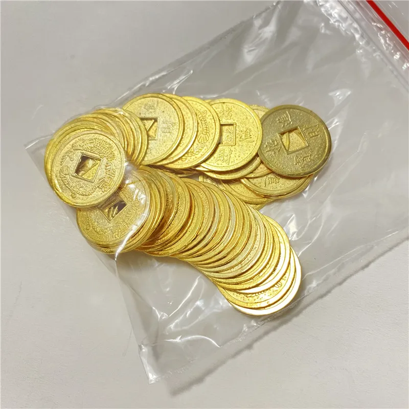 50Pcs/set Diameter 19mm Fortune and Treasure Coin Square Hole Chips Alloy Plating Disk For Board Game accessories | Спорт и
