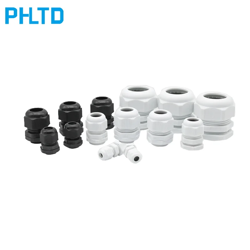 10 шт. IP68 M12 M16 M18 для проводов и кабелей диаметром 3-6,5 мм, водонепроницаемый соединитель из белого или черного нейлонового пластика.