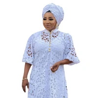2021 new white african clothes for women maxi dress hollowed out water soluble lace plus size robe femme nigerian clothes