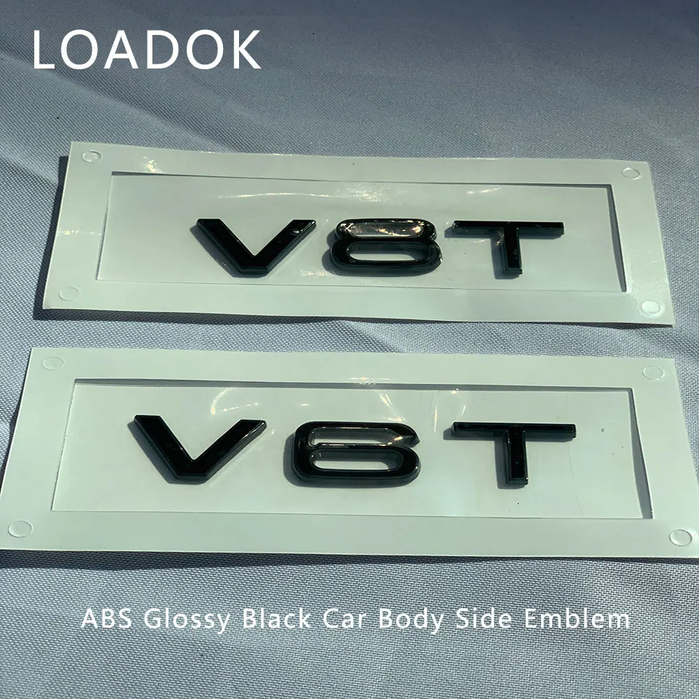 Стайлинг ABS Глянцевая черная эмблема бокового кузова автомобиля V6T V8T V10