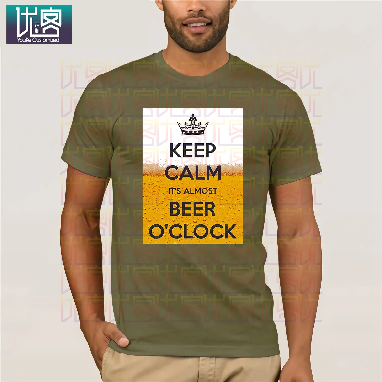 

Keep Calm Its Almost Beer O Clock Tshirt Men's Casual T Shirts Masks Words Hip Hop Tops Tee Amazing short sleeves unique