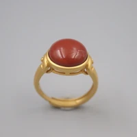 pure 925 sterling silver ring 13mm width red agate yellow ring for woman man gift bless lucky