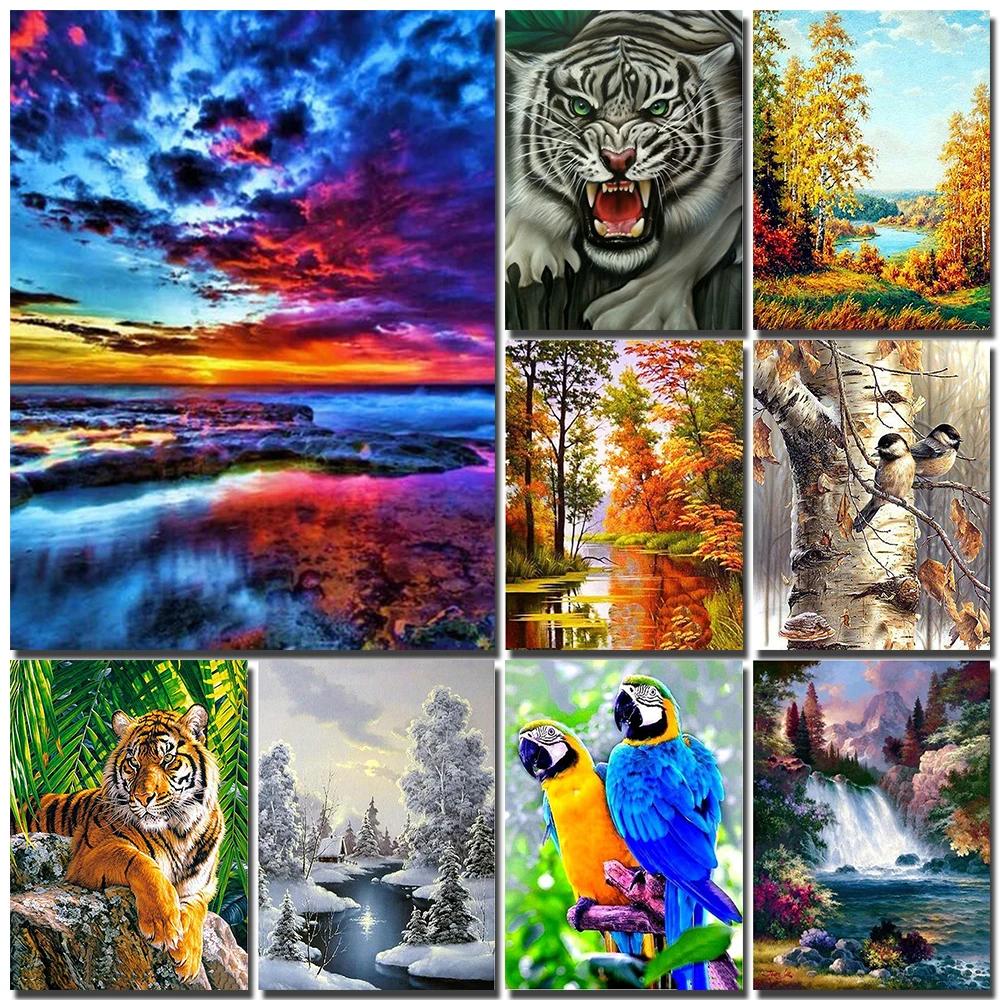 

5D Diy Diamond Painting Cross Stitch Kits Diamond Mosaic Embroidery Landscape Animals 3D Painting Full Round&Square Drill Gifts