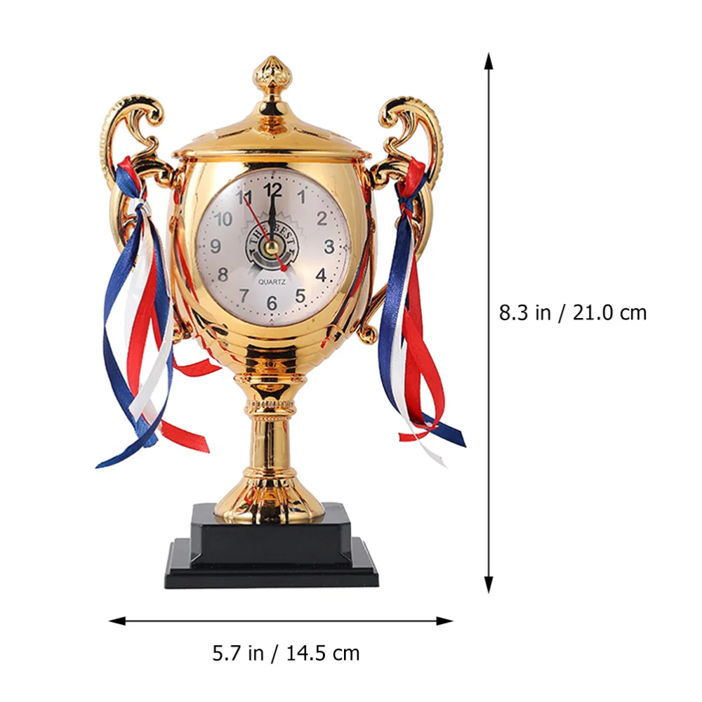 

1Pc Graduation Gifts Trophy Shape Alarm Clock Students Bedside Clock (Golden)