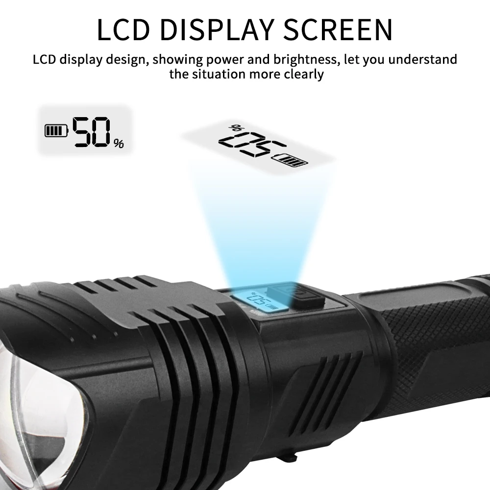 Preise BORUiT XHP 90,2 LED Taschenlampe 3500LM 4-Modus Zoom Wasserdichte Taschenlampen Aufladbare Power Bank Laterne Für Camping Jagd