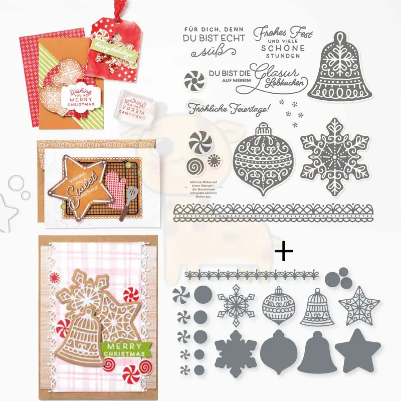 

2021 Lantern Bell Snowflake Metal Cutting Dies Stamp Scrapbook Diary Decoration Embossing Eemplate DIY Greeting Card Handmade