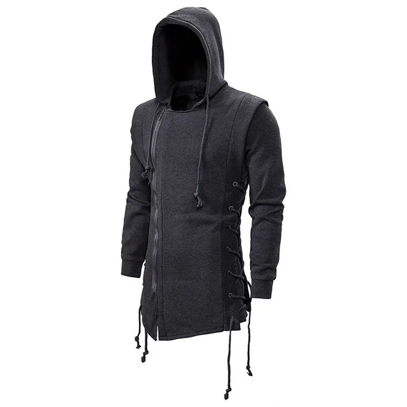 

Autumn New Men Hoodies Sweatshirts Casual Solid Long Sleeve Hoodie Men Slim Fit Assassin's Creed Dark Hooded Loose Jacket Coats