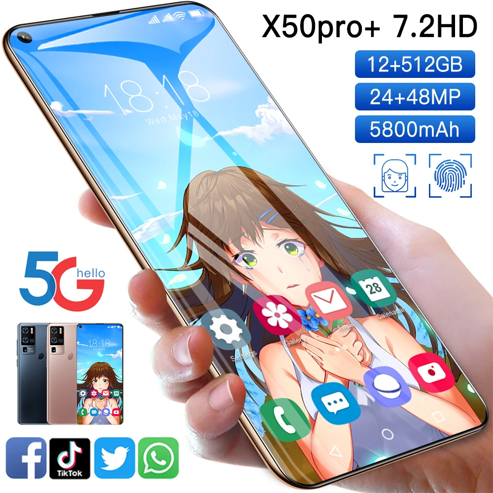 global version x50 8gb 256gb 5g smartphone 5 8inch smart phone mtk 6763 8 0 core 4g network mobile phones android 10 cellphone free global shipping